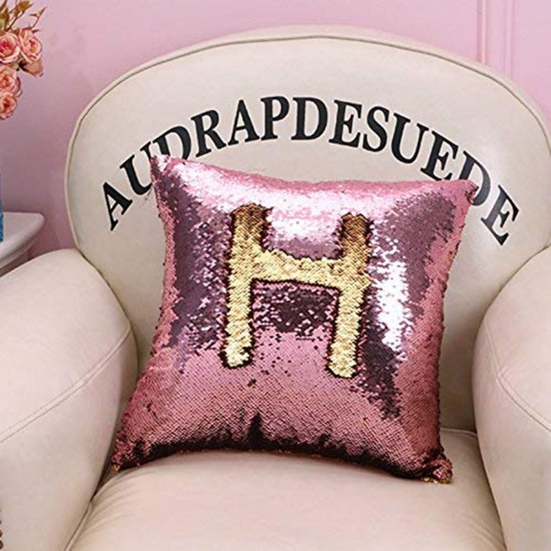 MOCOFO Glitter Pillow, Reversible Sequins Pillow Cover Magic Mermaid Fish Pillowcase Parkly Fun Flip Sequins Throw Pillow Cover Pink Gold Couch Cute Color Changing Decor Cushion Covers for Sofa16X16 - Image 3